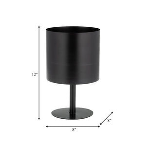 Ec Metal,8",flat Round Base Planter,black