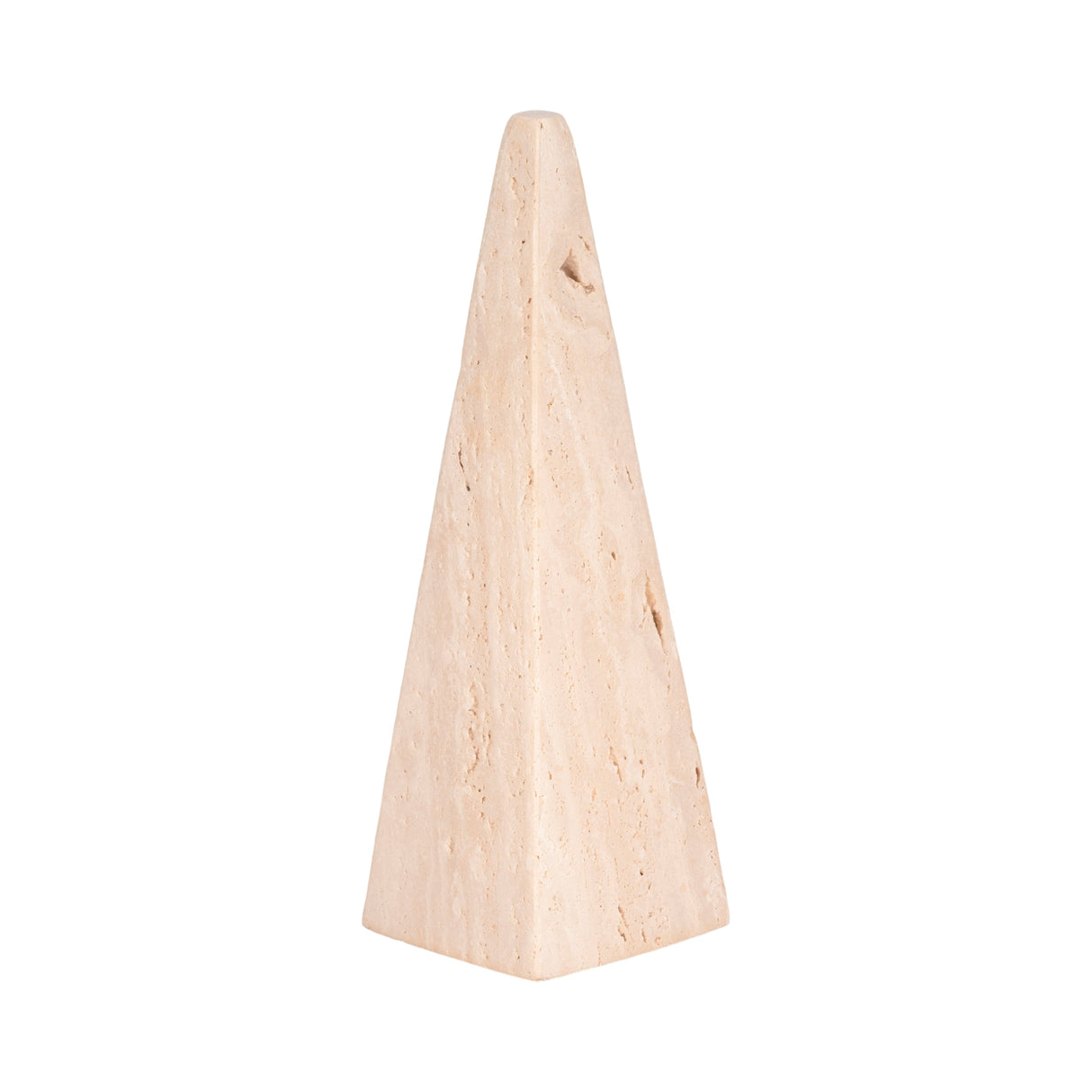 12" Travertine Obelisk, Tan