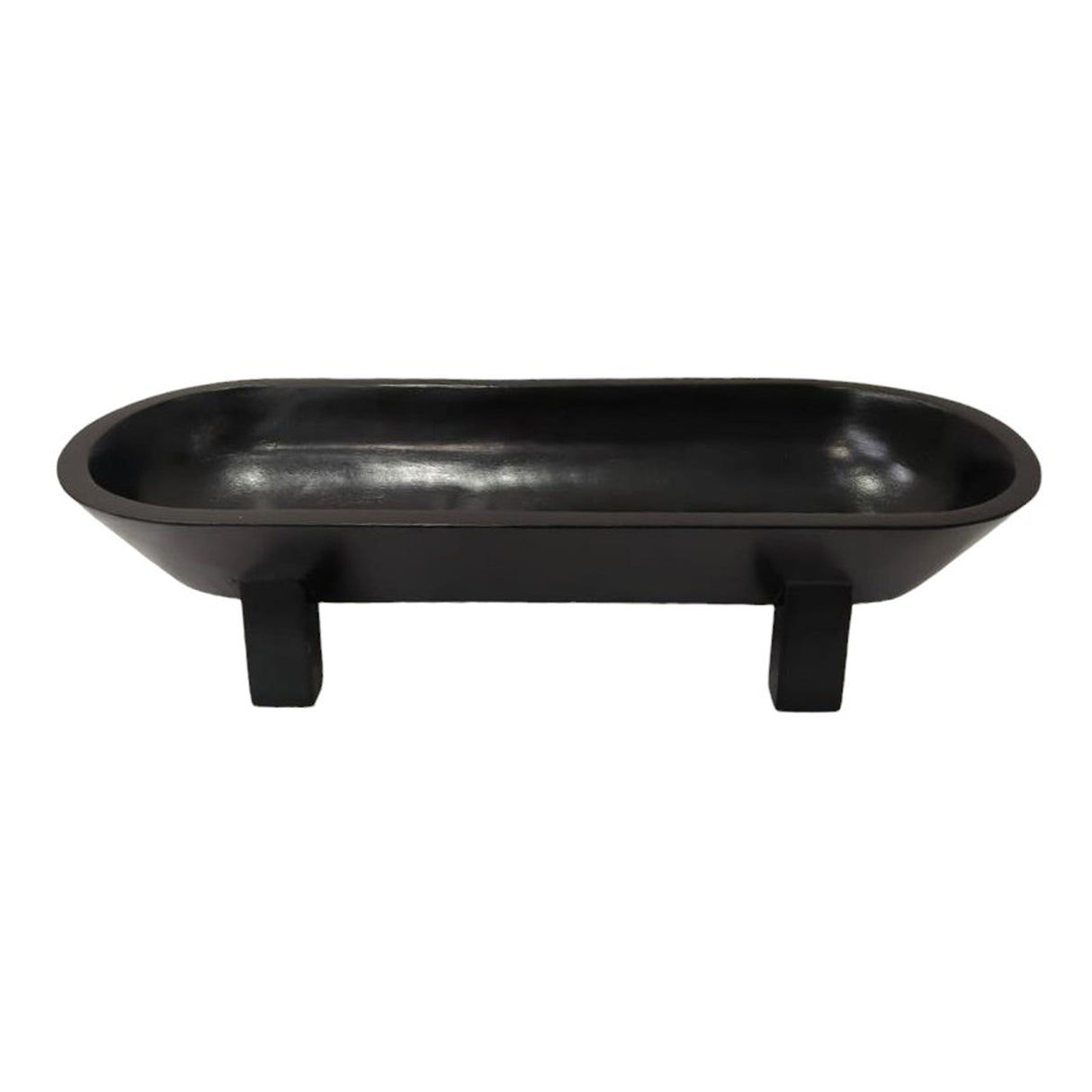 16" Footed Oval Bowl, Black