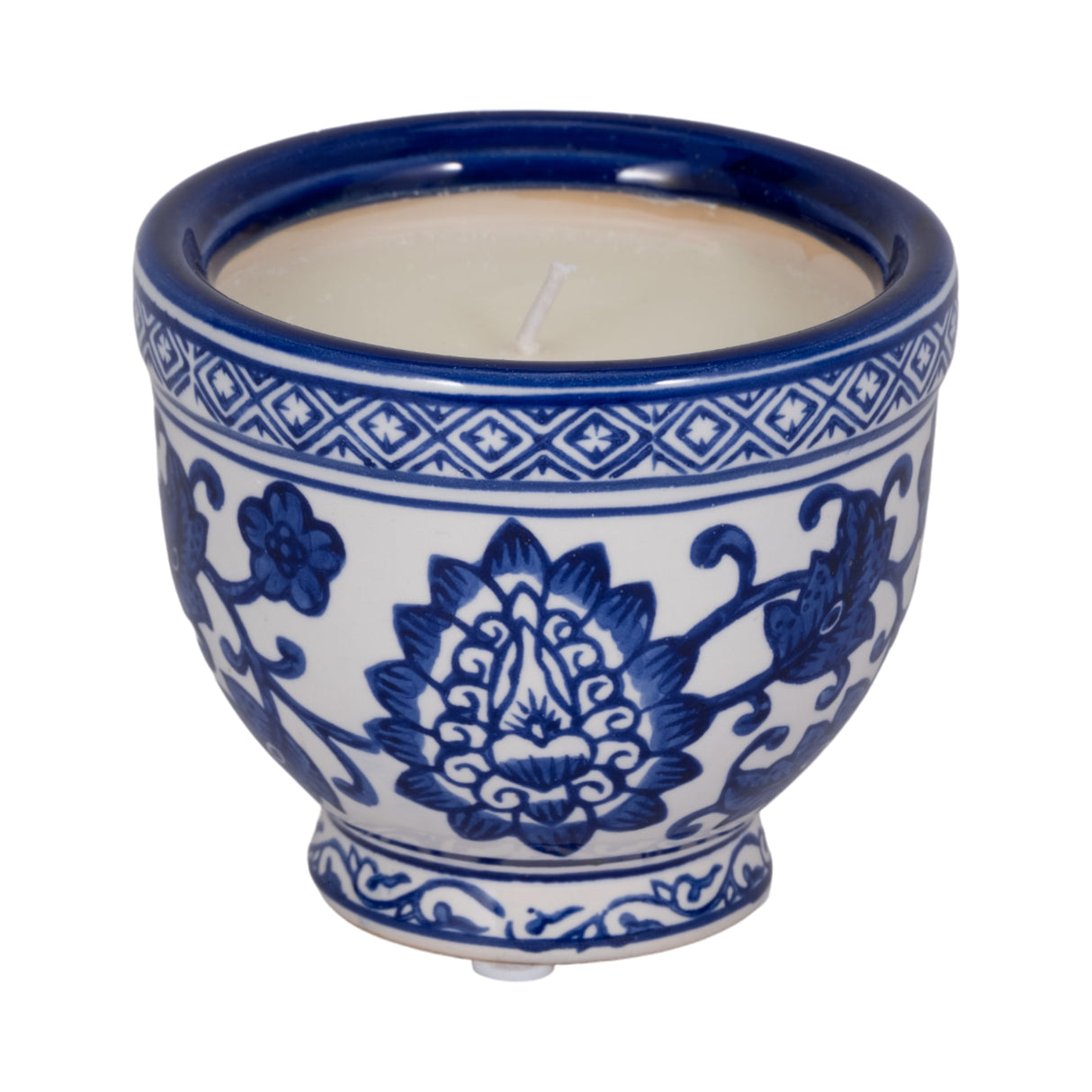 4", 6oz Bowl Chinoiserie Candle, Blue/white