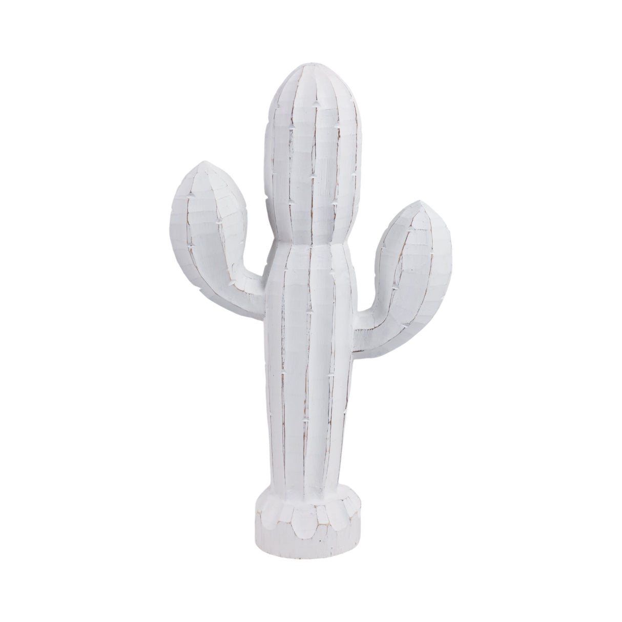 18" Wooden Cactus Decor, Wht