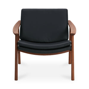 Harlowe Leather Lounge Chair Pebbled Black