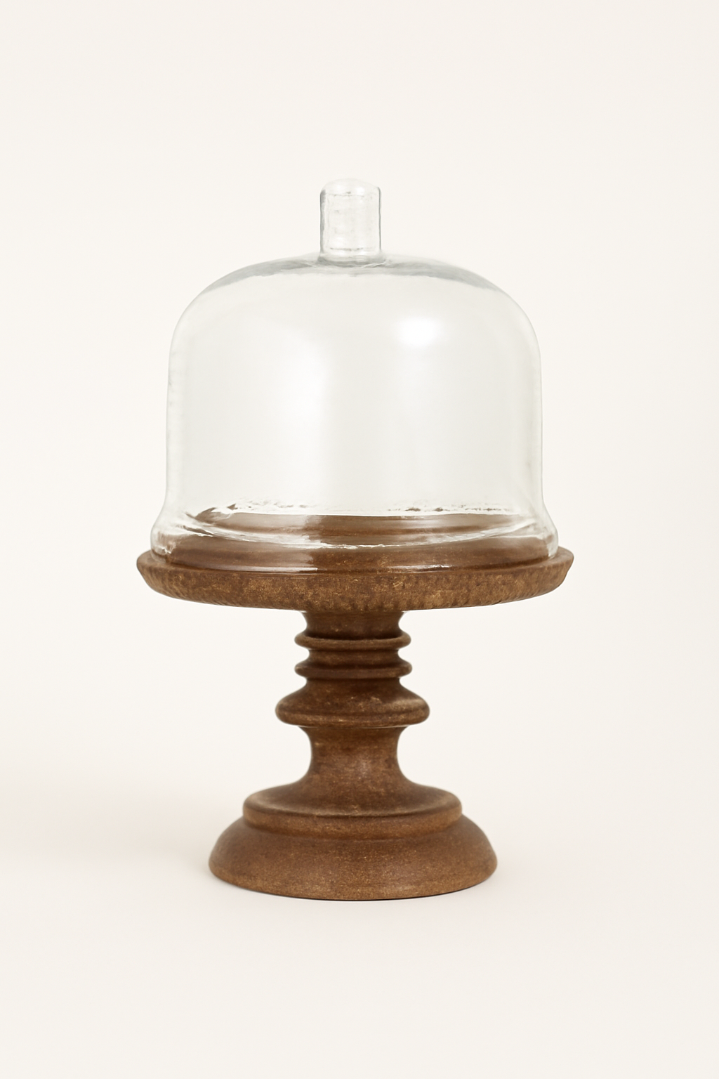 GLASS CLOCH W/WDN BASE