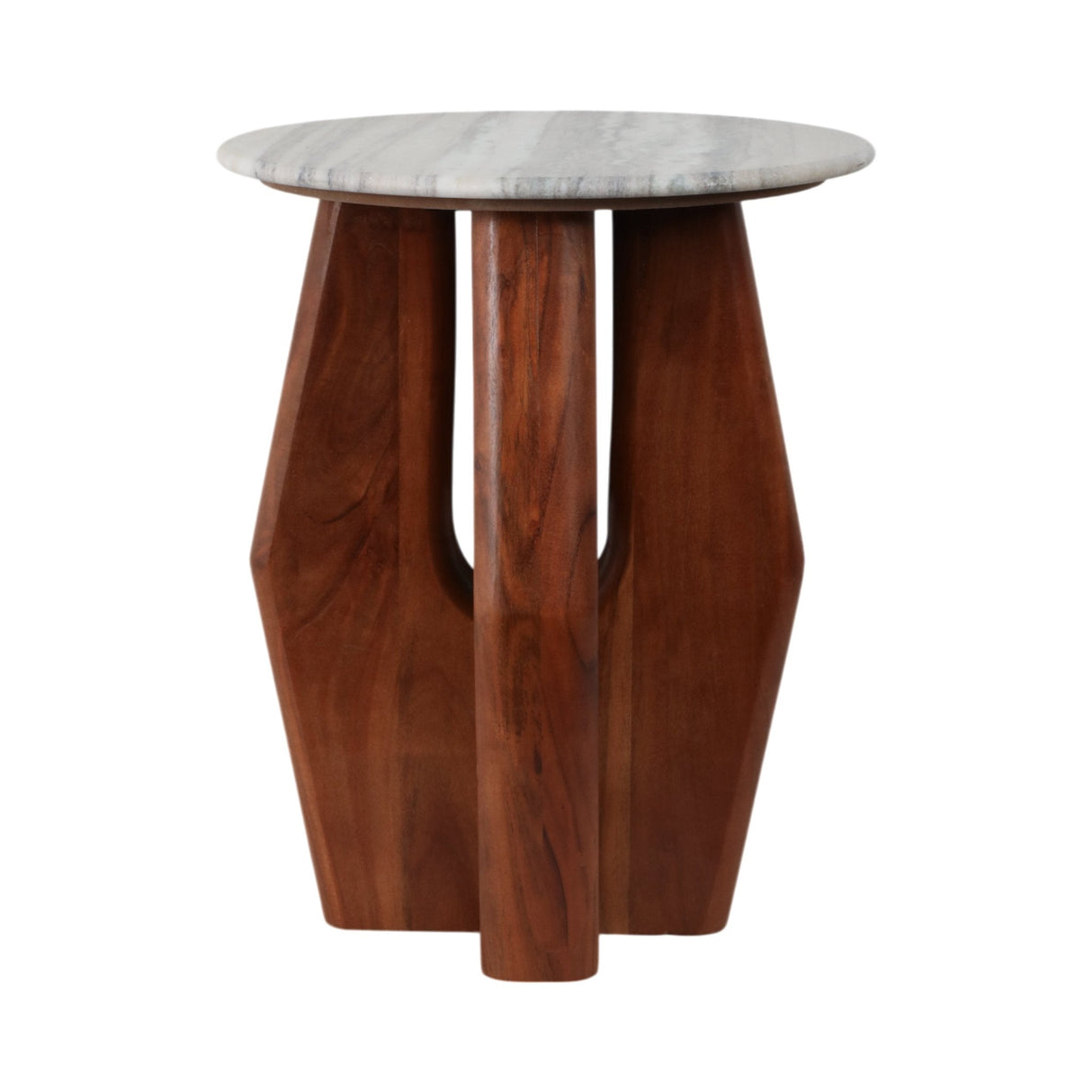 20" Curved Legs Accent Table Marble Top, Brown