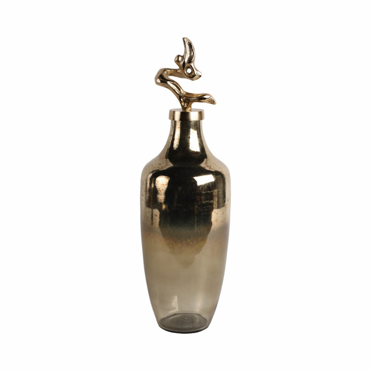 20" Lusaka Lg Glass Bottle, Gold