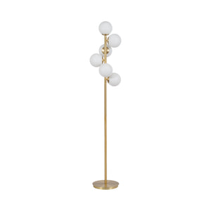 Glass 72" Frosted Globe Floor Lamp, Gold