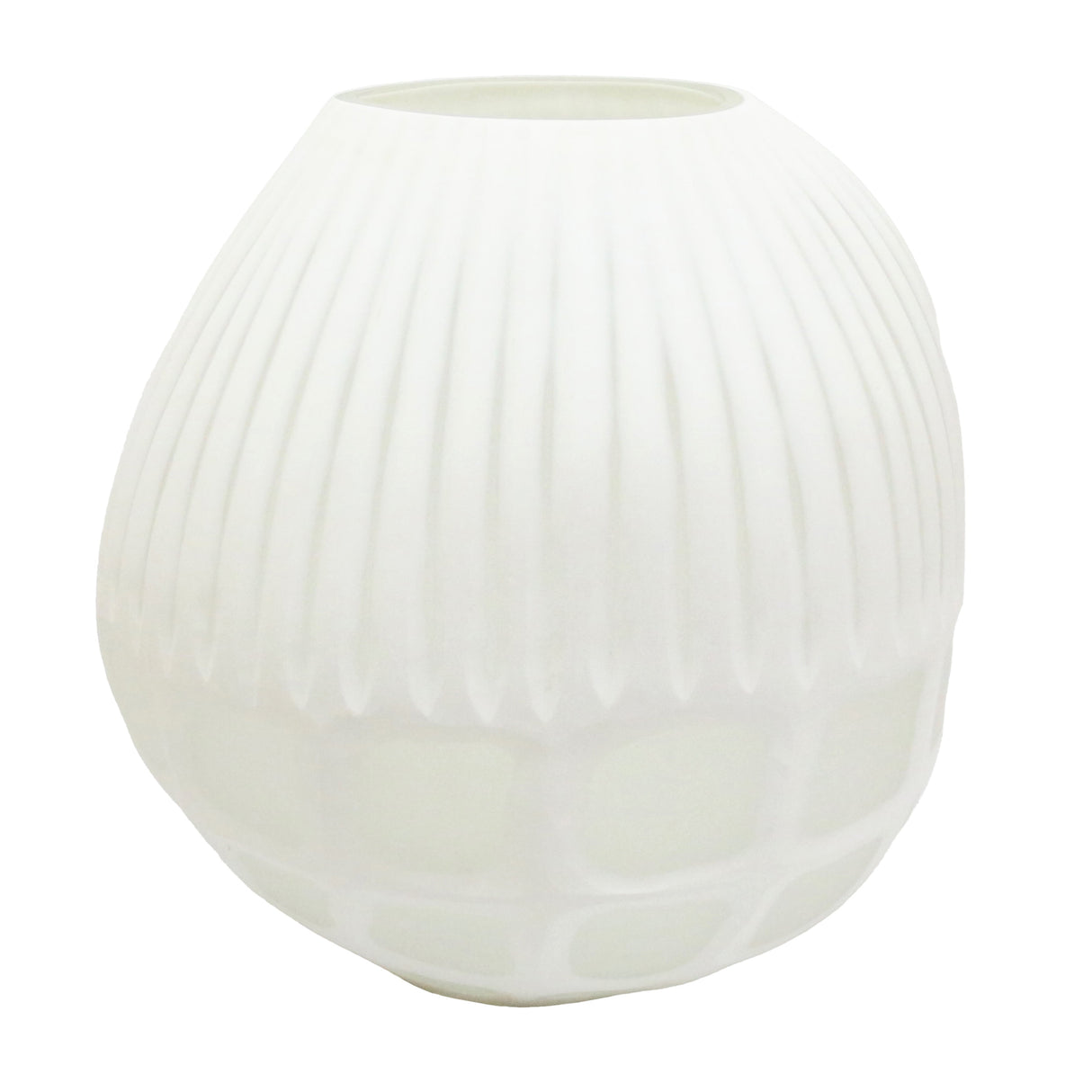 11" Arles Small White Glass Vase