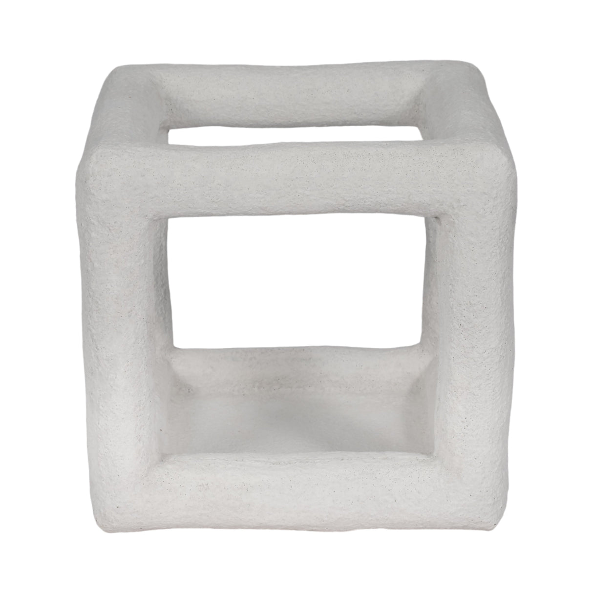 10" Textured Open Square Object, White