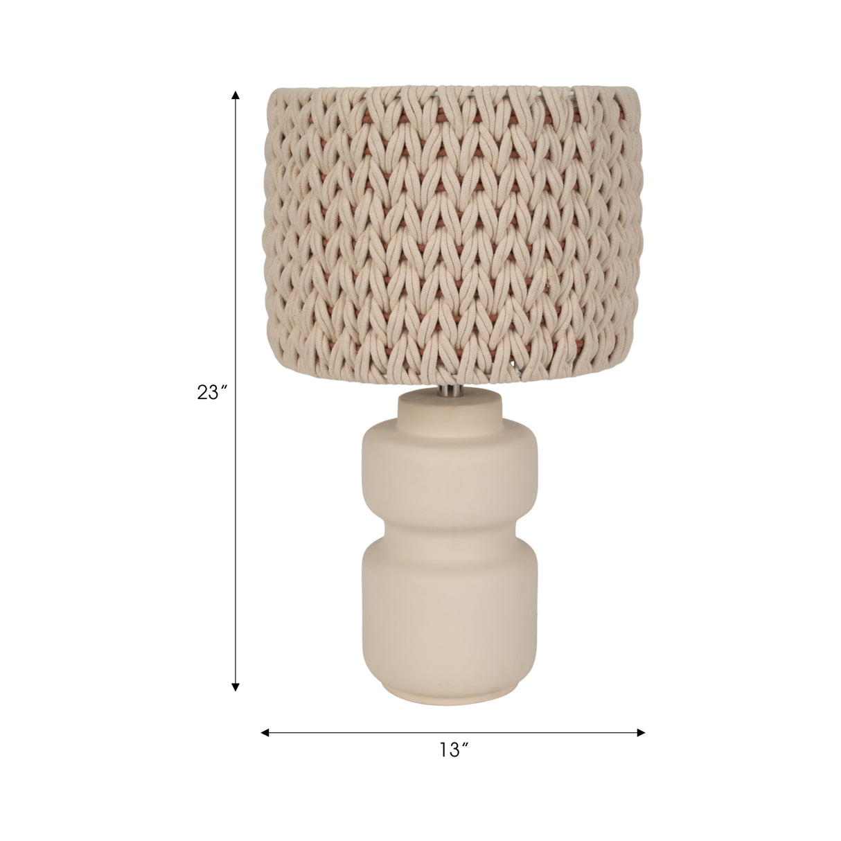 23"ceramic Table Lamp With Macrame Shade