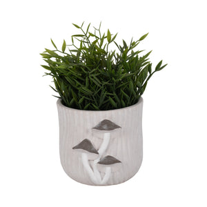 6" Mushroom Applique Planter, Grey