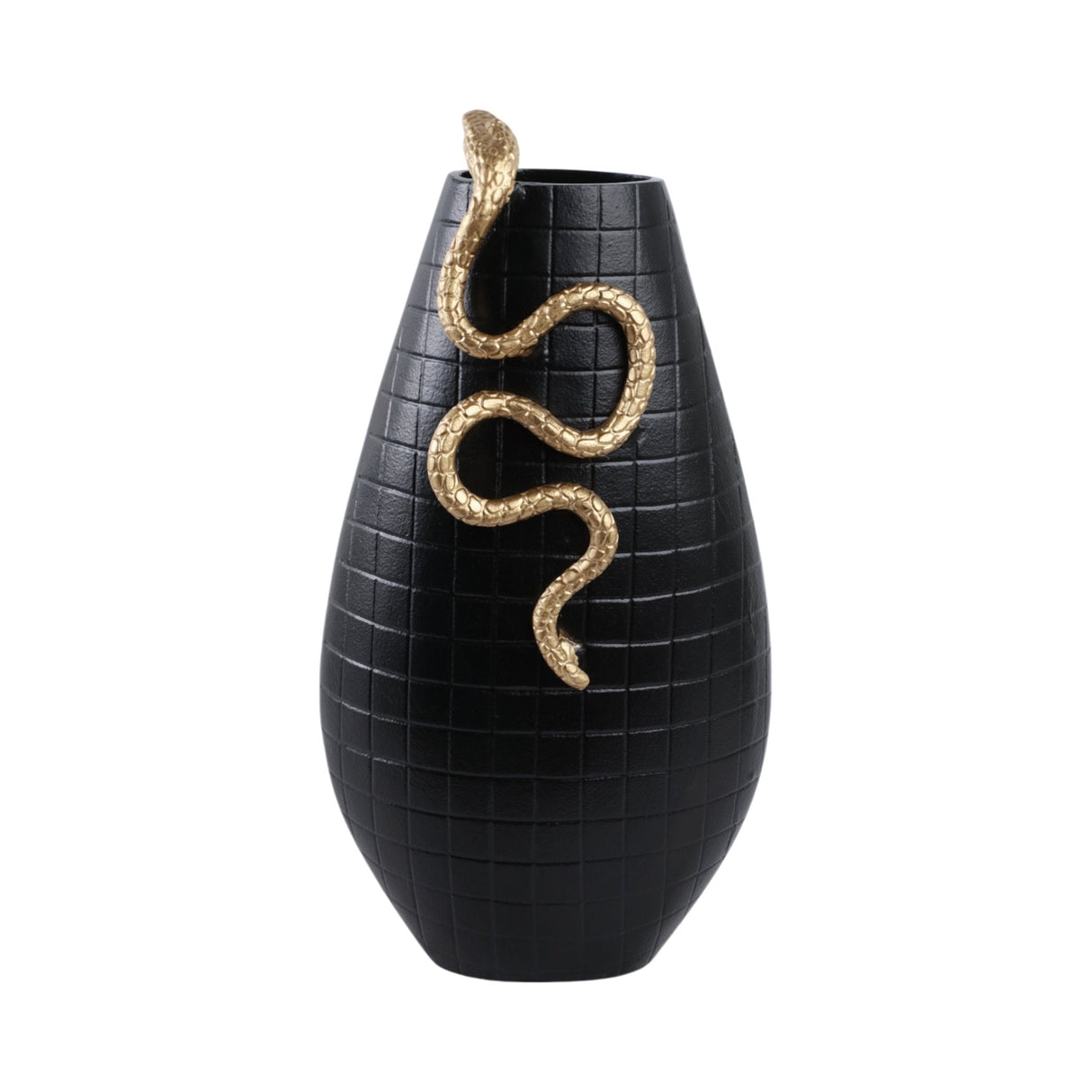 21x11" Curved Snake On Vase, Black/gold