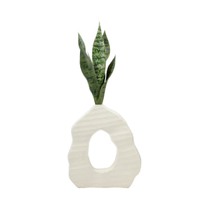 14" Ribbed Open-cut Out Vase, Ivory