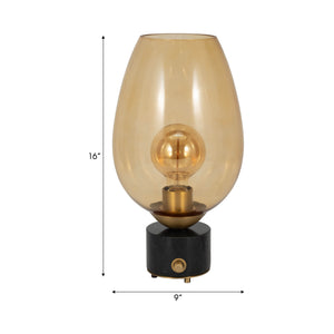 16" Mikeno Glass And Marble Table Lamp, Gold