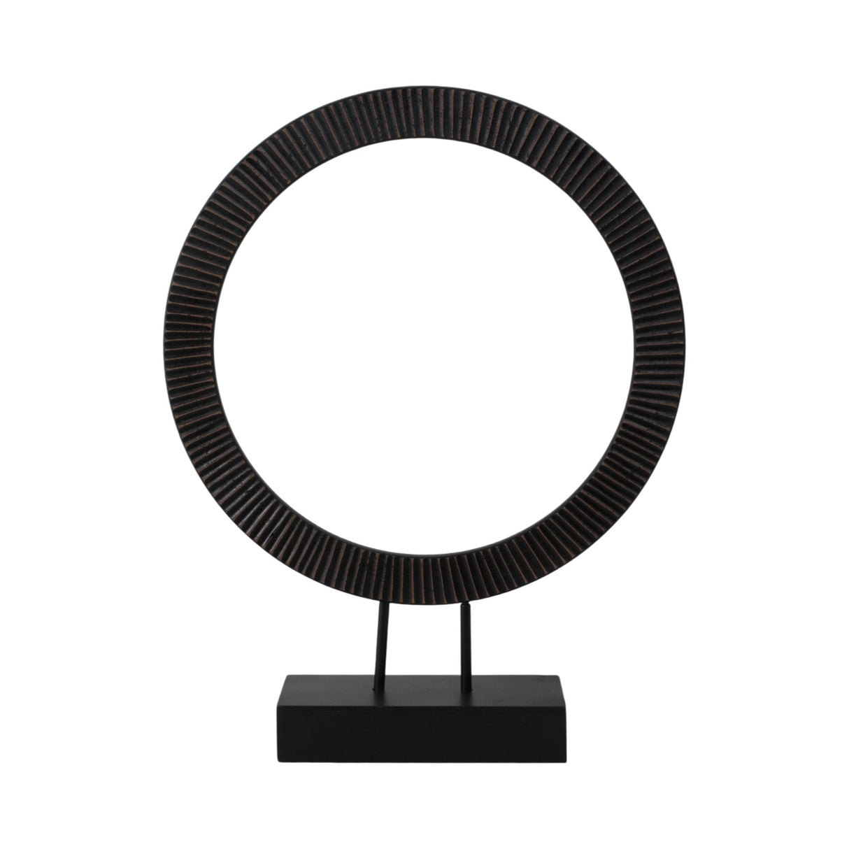 23" VOLTA SMALL BLACK WOOD RING STATUARY