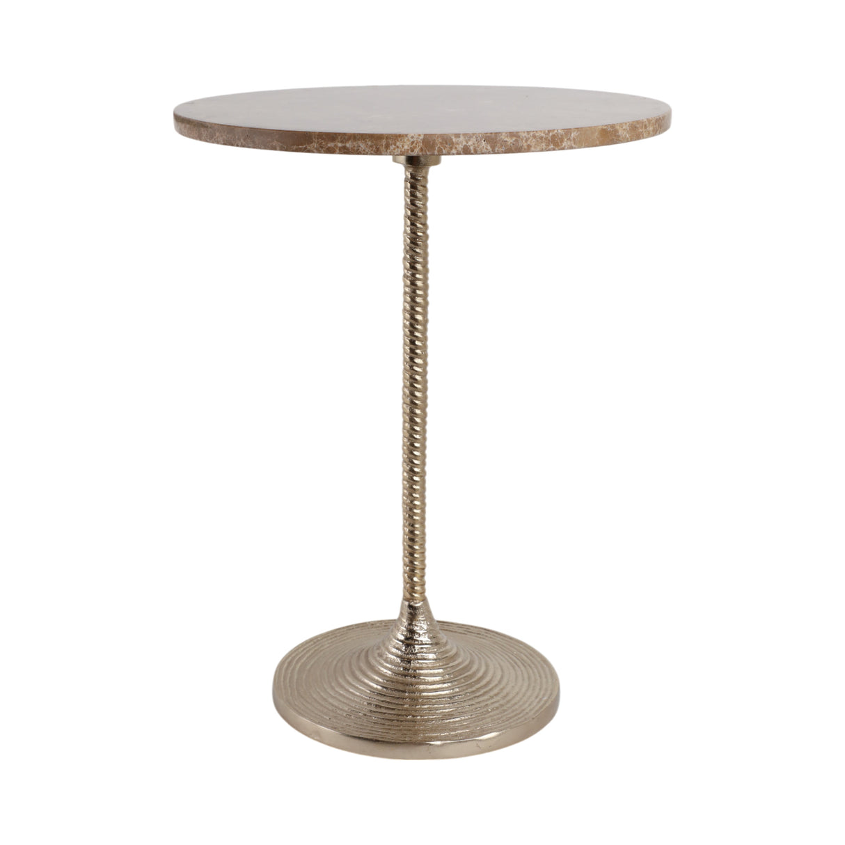 20x16" Twisted Accent Table Marble Top, Tan/gold