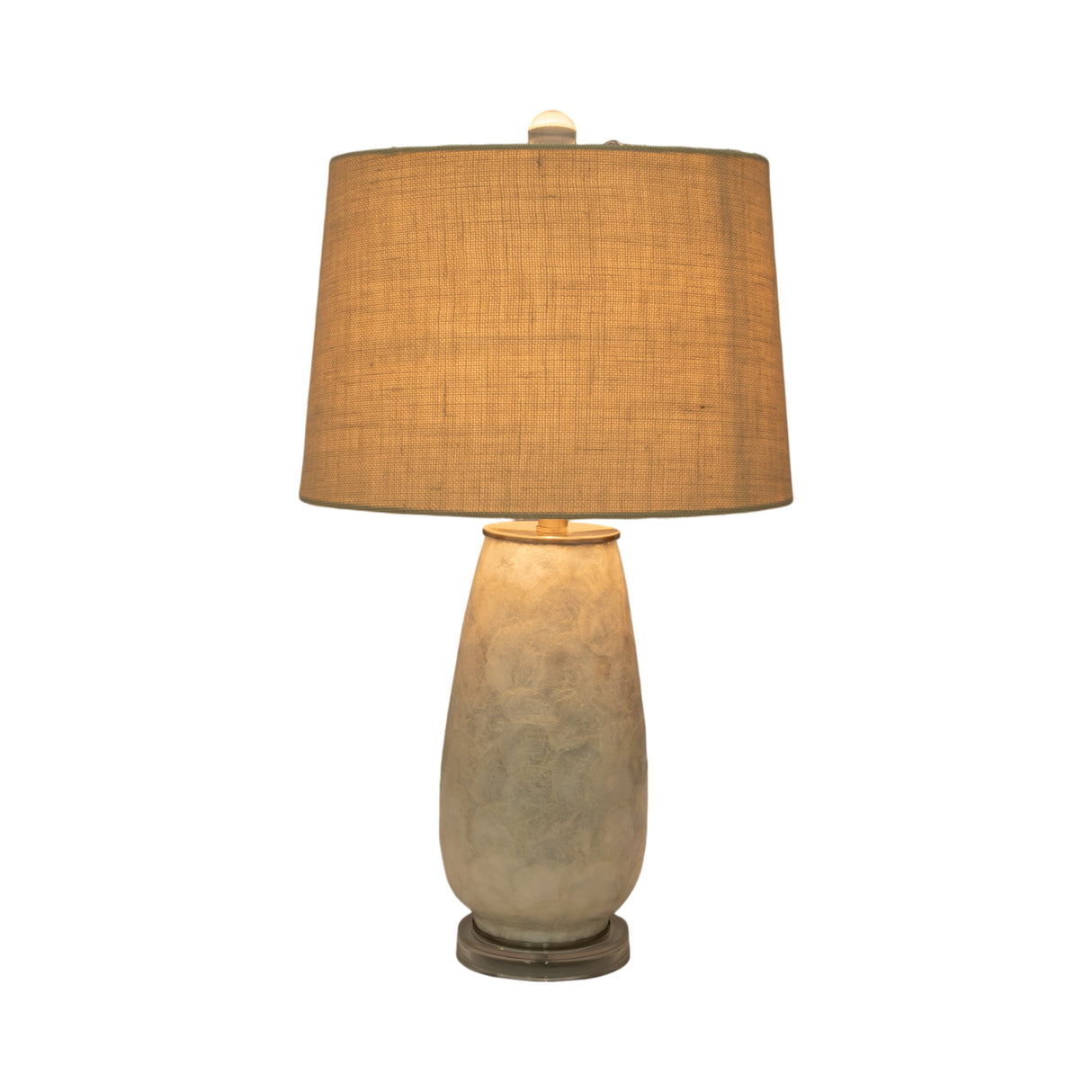 28" Capiz Table Lamp Acrylic Base, Champagne