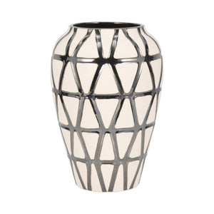 16" Fabiola Oversized Tribal Vase, Pewter