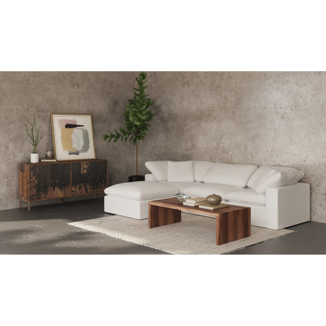 Terra Condo Ottoman Livesmart Fabric White