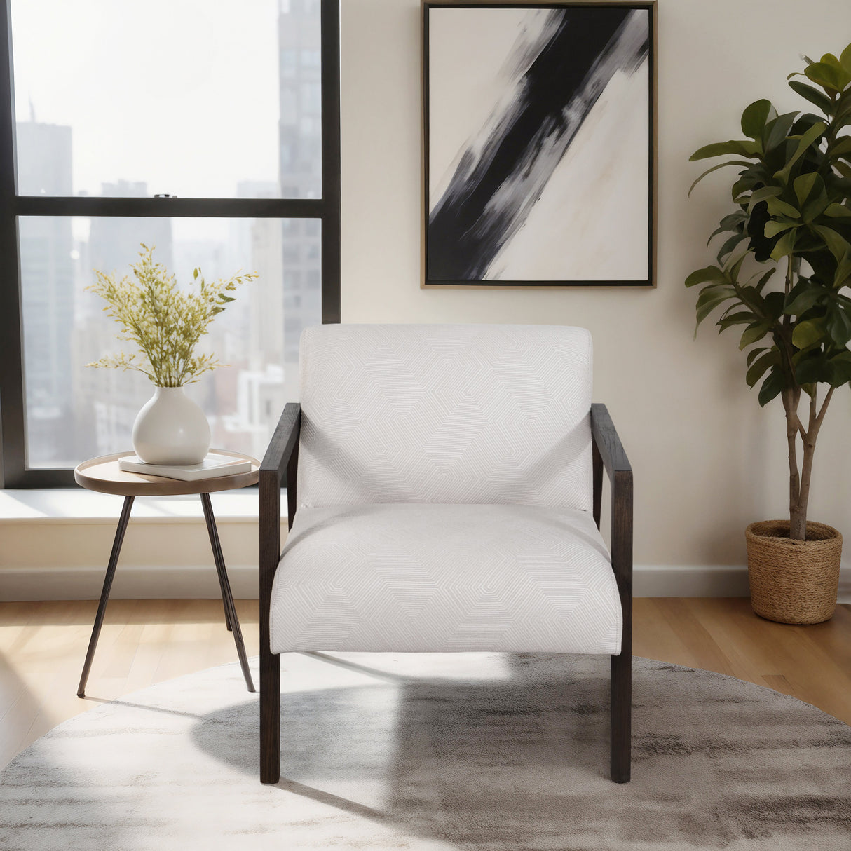 28" Brunner Accent Chair, White/black