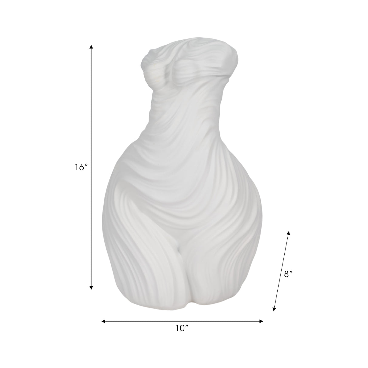 16" Curvy Ribbed Sculpture, White