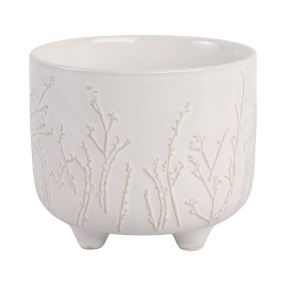 6" BLOOMING BRANCHES PLANTER, IVORY