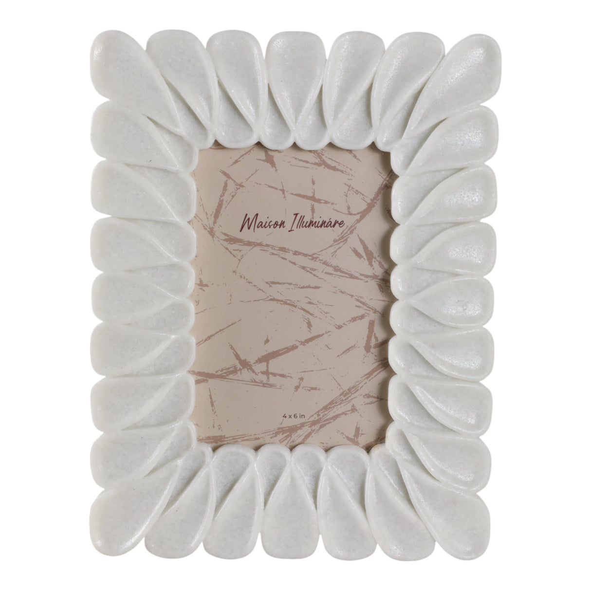 4x6" Loopy Quartz Resin Photo Frame, White