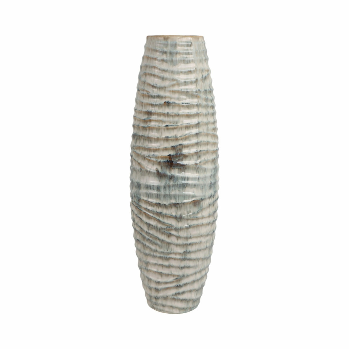 26" Decorah Small Cer Ribbed Vase