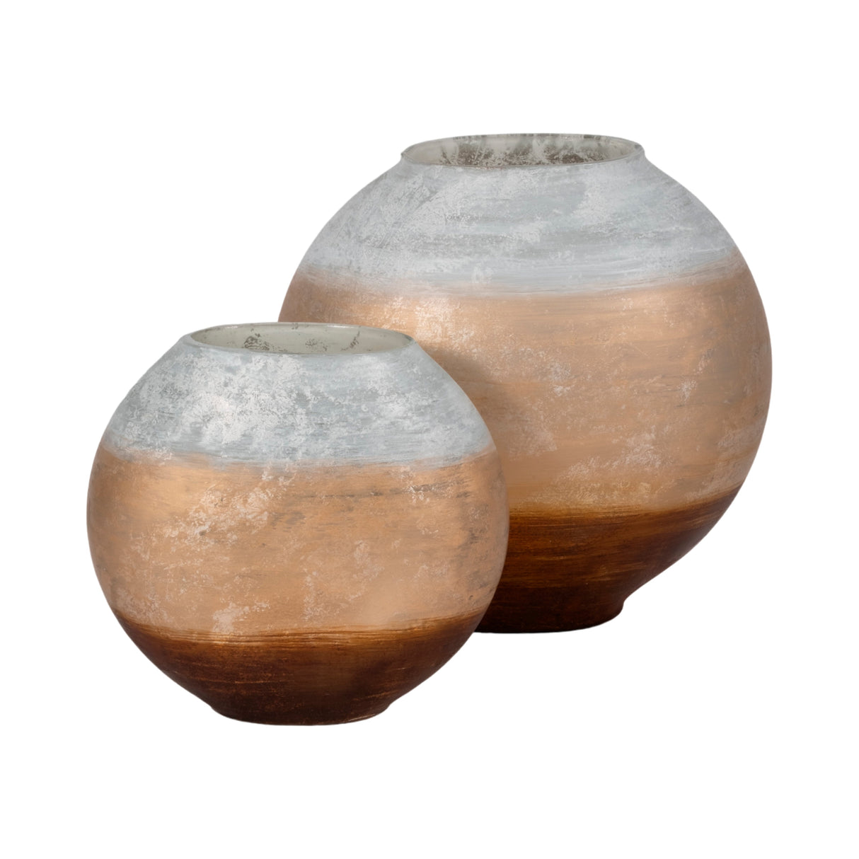 10" Gold Ombre Round Vase, White/gold