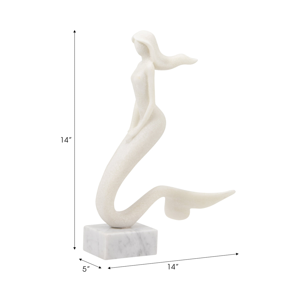 14" Caspian Mermaid Statuary, White