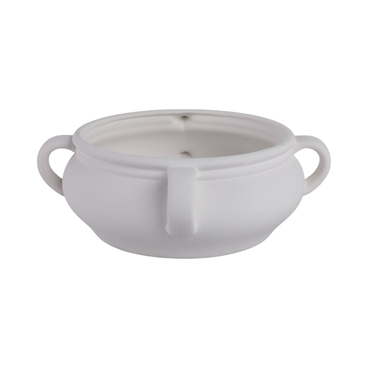 12" Textured Bowl With Handles, White