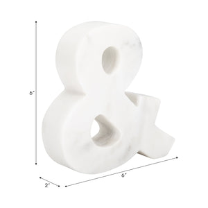 6" Marble Ampersand "&", White