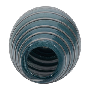 12" Santiago Striped Blue Glass Vase