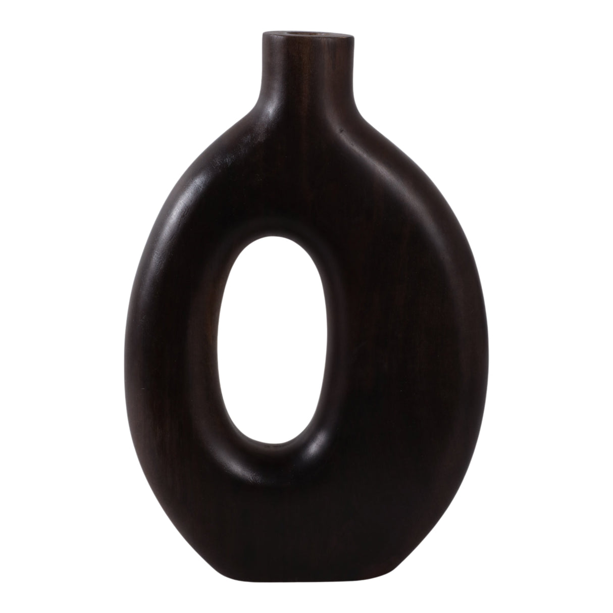 14x9" Cut-out Wood Vase, Dark Brown