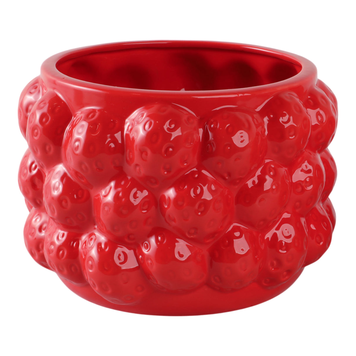8" Strawberries Flower Pot, Red