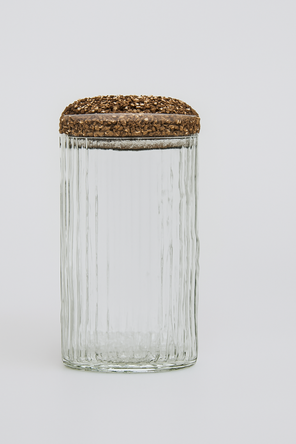 GLASS CANISTER W/WDN LID