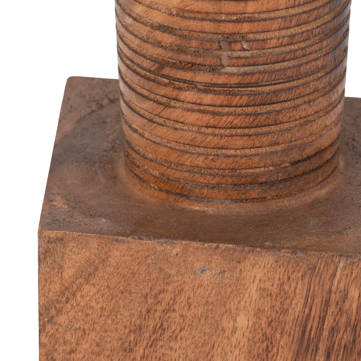 Wood, 13"h, Geometric Candle Holder, Brown