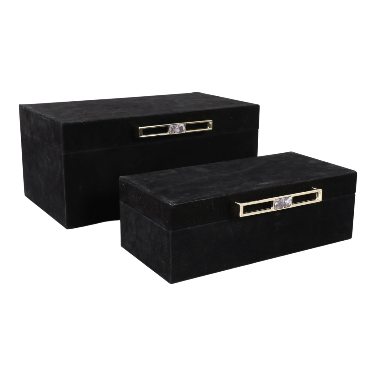S/2 12/14" Rayne Black Suede Boxes