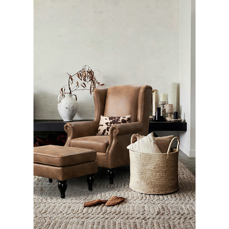 Benjamín Brown Accent Chair + Ottoman