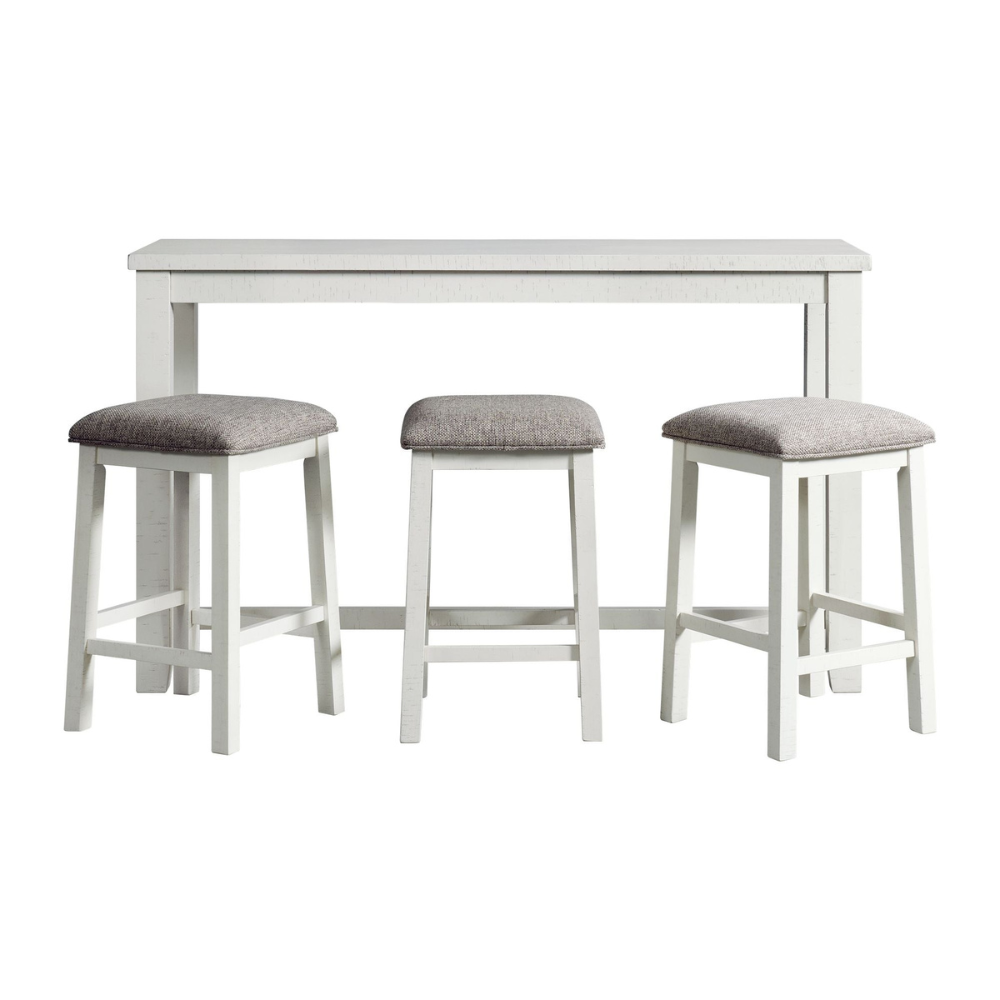 Stone Occasional Bar Table Single Pack In White (Table + Three Stools)