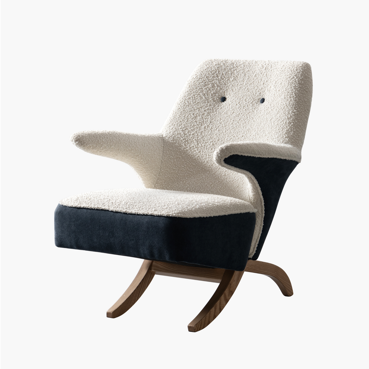 Iris Cream & Indigo Accent Chair