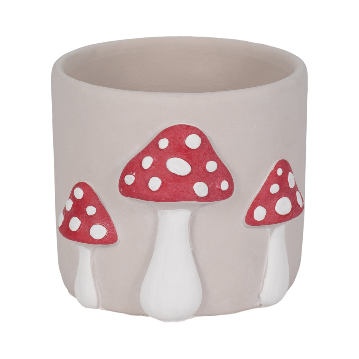 8" Magic Mushroom Applique Planter, Red/white