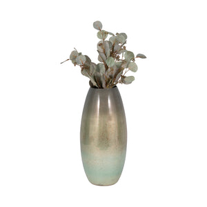 17" Curved Glass Vase Green Mercury Ombre, Multi