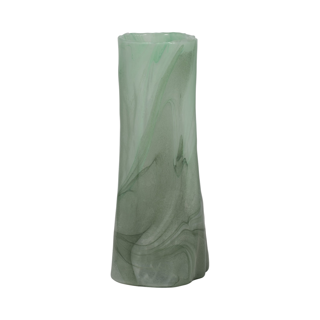 14" Verena Small Green Glass Vase