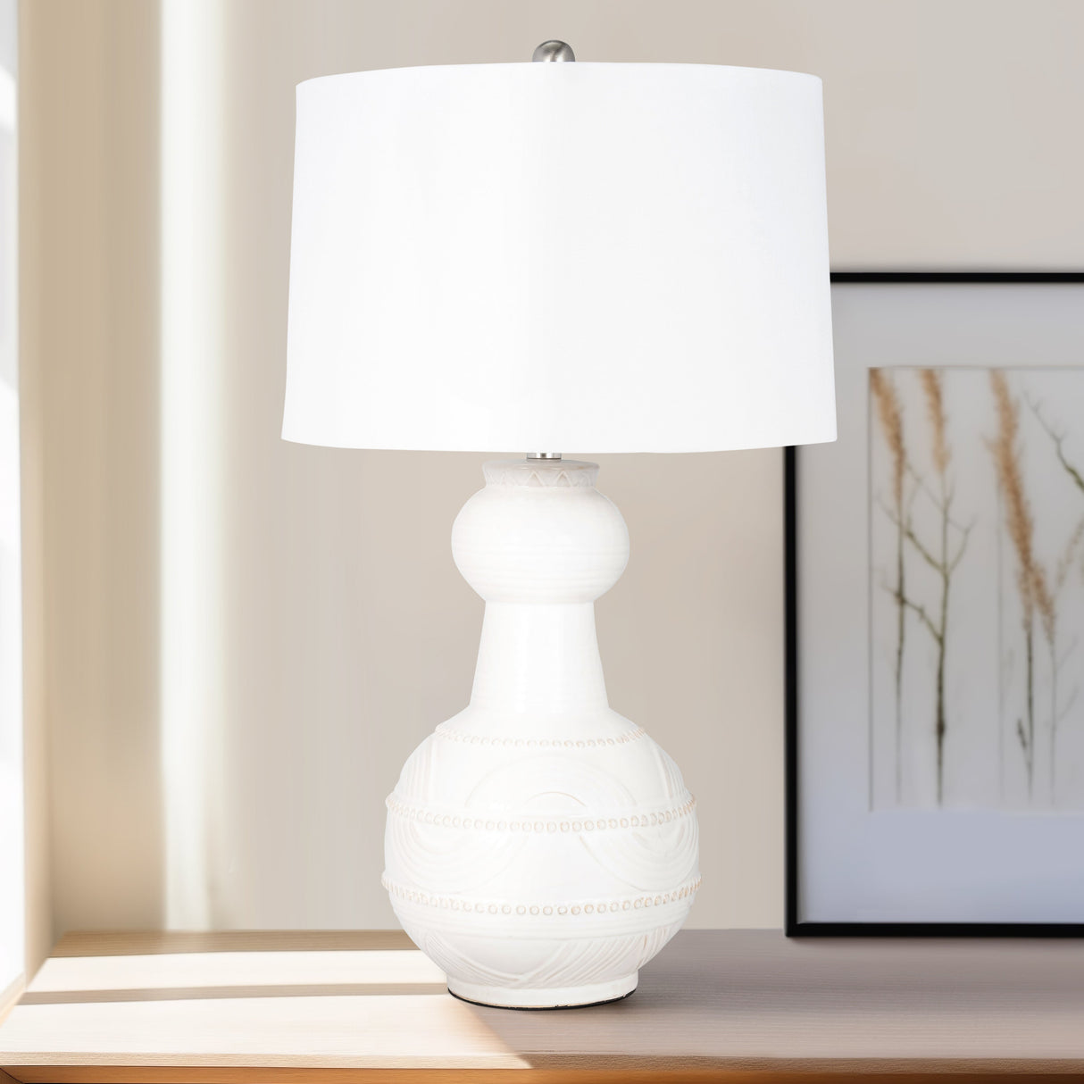 Ceramic 28" Bottle Table Lamp, White