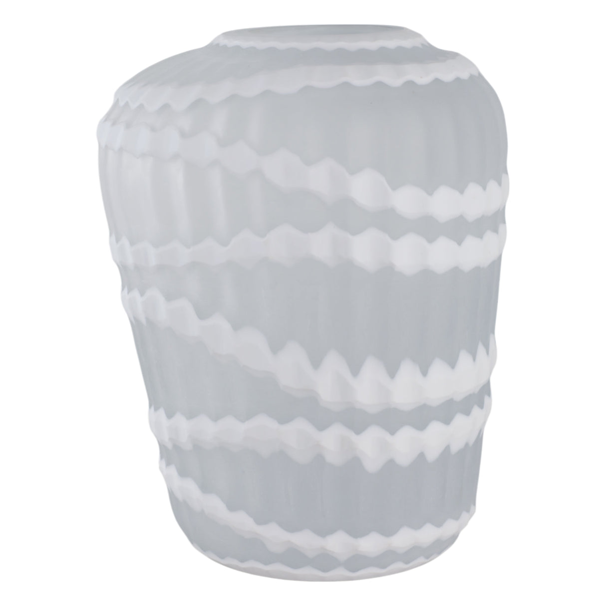 13" Warwick Large White Carved Glass Vase