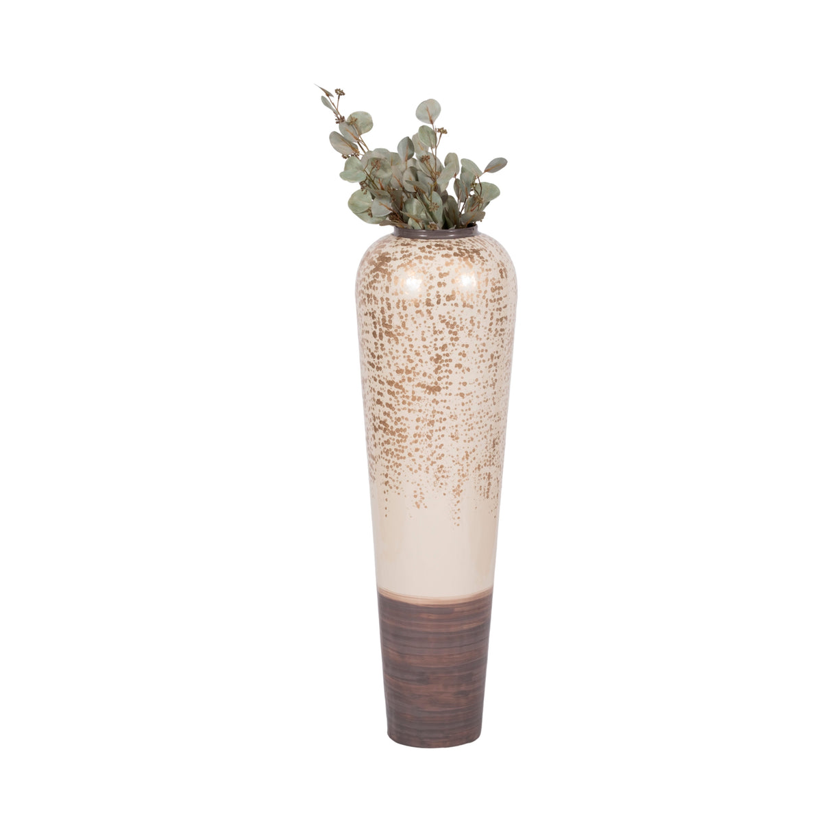 38" Opulence Metal Floor Vase, Grey Multi