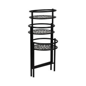 Metal, 22" Folding 3-tier Plant Stand, Black