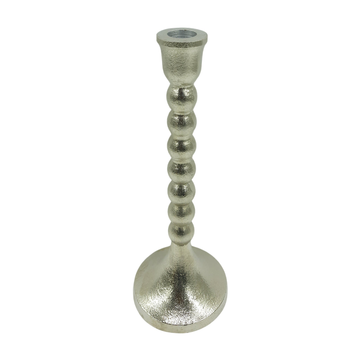 11x4" Stacked Ball Metal Taper Holder, Silver