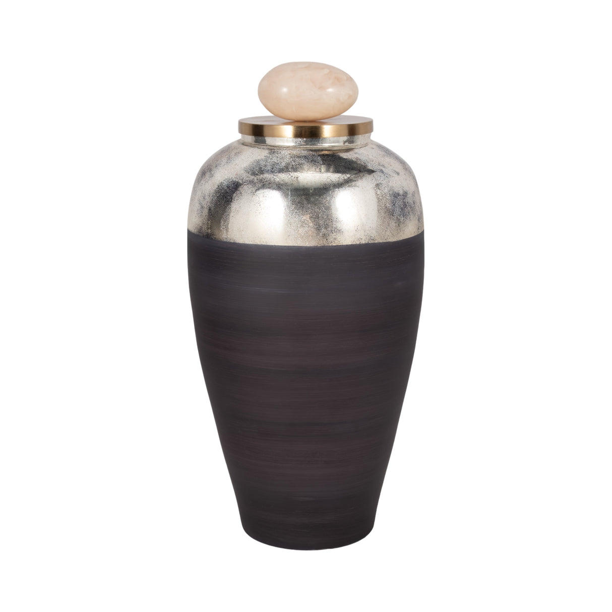 GLASS, 23" VASE W/ RESIN TOPPER, GRAY