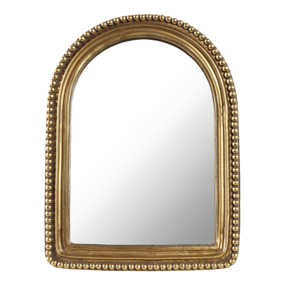 5x7" Mirror In Beaded Arch Frame, Gold